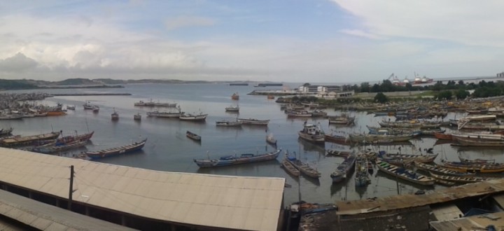 A panoramic view of the Sekondi Fishing Harbor